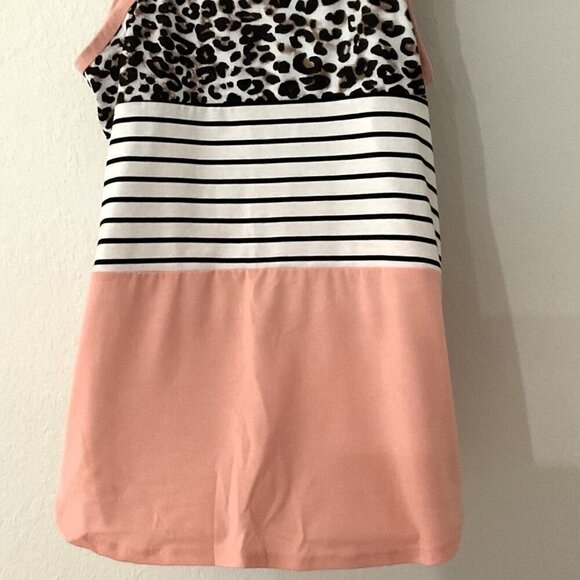 NEW LEOPARD & STRIPES COLOR BLOCK RACERBACK TANK - Picture 5 of 12